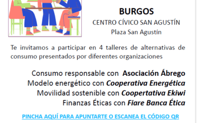 Te esperamos el sábado 15 de junio en el «Taller de consumo responsable» organizado por Fiare en Burgos